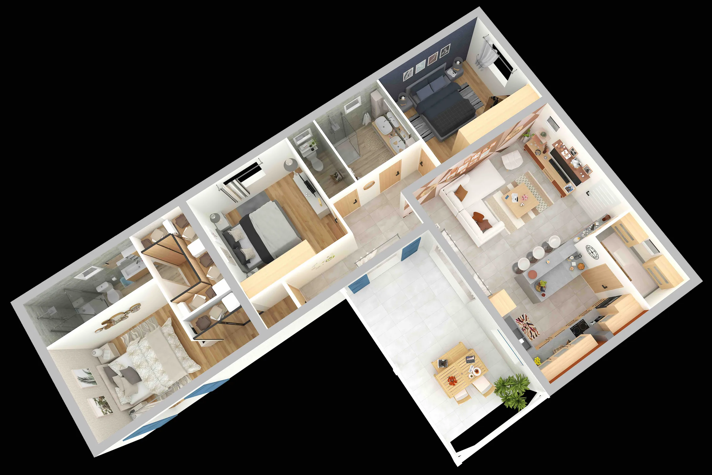 Plan du modèle Héliconia, 122 m² habitables